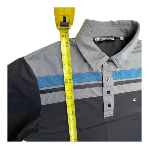Travis Matthew Men's Striped Short Sleeve Golf Polo Shirt Black Gray Medium - Picture 7 of 13